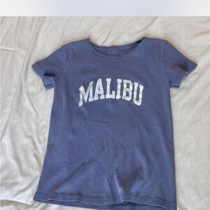 Brandy Melville Navy Kids Tee with 'Malibu' Print